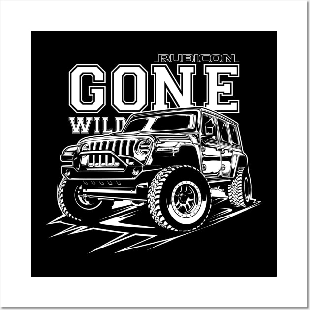 Jeep Wrangler Rubicon (White Print) Wall Art by idrdesign